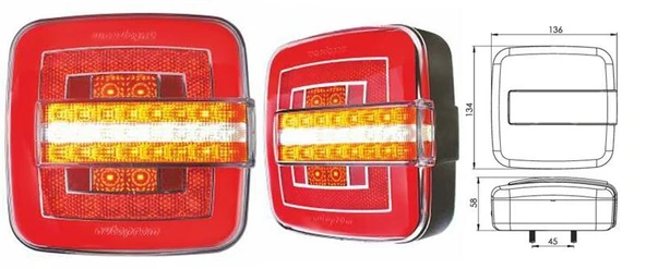 ÇERAY KARE NEON LED 7 FONKSİYONLU DİNAMİK SİNYALLİ HAMBURGER STOP LAMBASI 12V ürün görseli 1