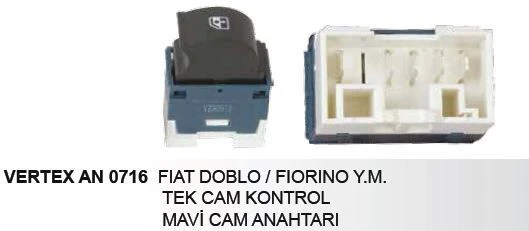 DODO CAM KALDIRMA ANAHTARI TEKLİ FIAT DOBLO/FIORINO MAVI 25105 - AN228- AN0716 ürün görseli 1