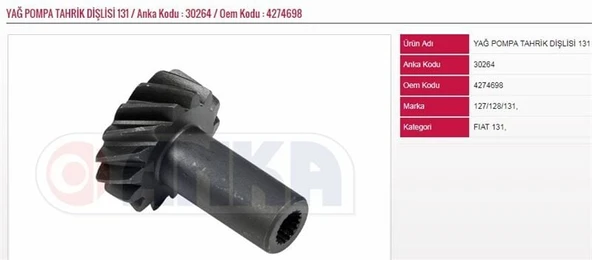ANKA YAĞ POMPA TAHRİK DİŞLİSİ SIÇAN DİŞLİ  FIAT M131 ürün görseli 1