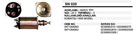 REMARK MARŞ OTOMATİĞİ 24V KOMATSU YM 0-47100-4060 NIKKO TİP ürün görseli 1