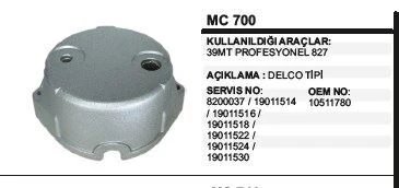 DODO MARŞ ARKA KAPAK BMC PROFESYONEL 827 39MT DELCO TİP ürün görseli 1