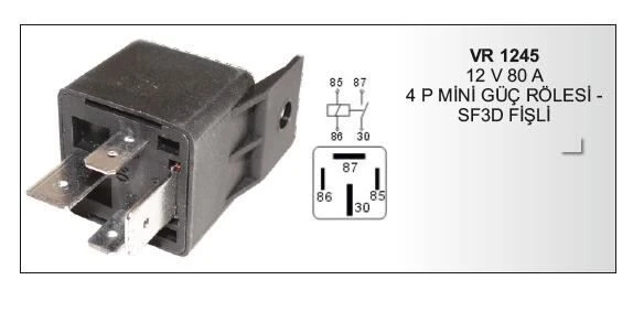 VERTEX 12V 80A 4P MİNİ RÖLE ürün görseli 1