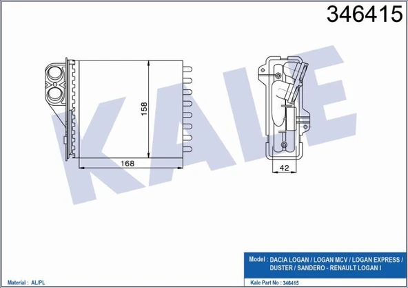 KALE KALORİFER RADYATÖRÜ MEKANİK DACIA LOGAN/LOGAN MCV/LOGAN EXPRESS/DUSTER/SANDERO/LODGY ürün görseli 1