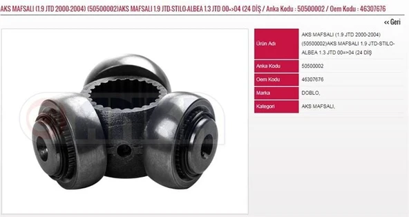 ANKA AKS MAFSALI 1.9 JTD  FIAT DOBLO 00-10 ALBEA STILO 1.3 JTD 00=>04 (24 DİŞ )(30314) ürün görseli 1