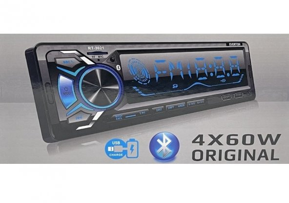 Everton Rt-3021 Çift Usbli Usb-Sd-Fm-Aux- Bluetooth Oto Teyp 4X60 Watt ürün görseli 1