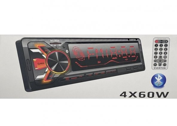 Everton RT-3020 ÇİFT USBli USB-SD-FM-AUX- Bluetooth Oto Teyp 4x60 Watt ürün görseli 1