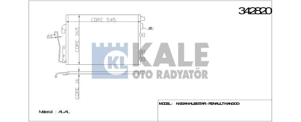 KALE KLİMA RADYATÖRÜ RENAULT KANGOO / EXPRESS 97+ 1.2 / 1.2 16V / 1.5 DCİ / 1.6 16V / 1.9 DCİ M () AL/AL ürün görseli 1