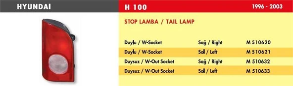 MARS STOP LAMBA HYUNDAI H100 / SAĞ (DUYLU) ürün görseli 1