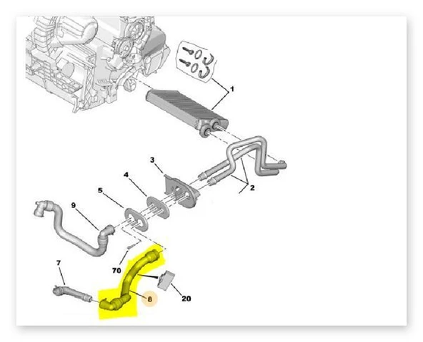 Citroen C5 Kalorifer Radyatör Hortumu (2008-2015) 6466LS 2.0 HDI ürün görseli 1