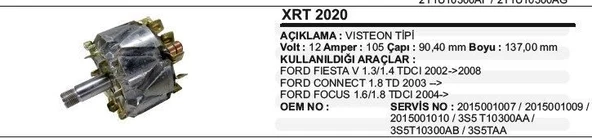 REMARK ROTOR 12V.105A FORD FIESTA/TRANSIT ürün görseli 1
