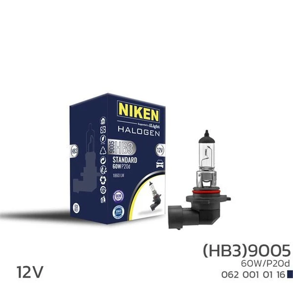 NIKEN 12V  9005 (HB3) 60W HALOJEN AMPUL P20d ürün görseli 1