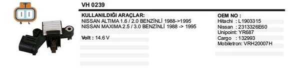 VERTEX KONJEKTÖR NISSAN MAXIMA 2 FİŞ SOLDAN ürün görseli 1