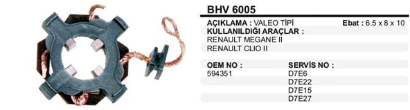 VERTEX KÖMÜR YUVASI VALEO RENAULT MEGANE-II/CLIO II/D7E VALEO TİP ürün görseli 1