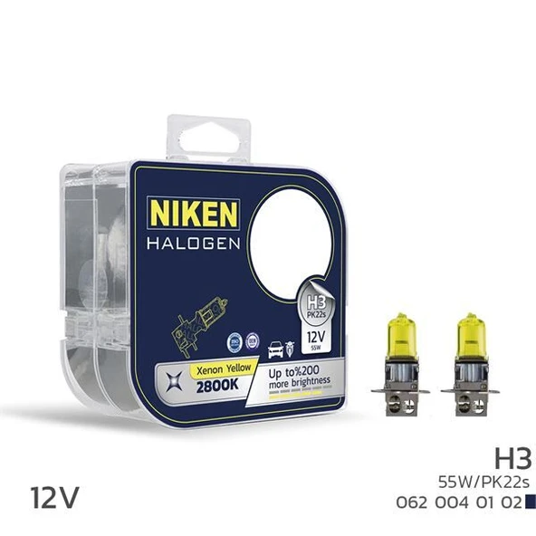 NIKEN 12V H3 55W SARI IŞIK AMPUL PK22s 2800K ürün görseli 1