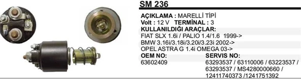 REMARK MARŞ OTOMATİĞİ 12V FIAT SLX/PALIO/BMW/OPEL ASTRA 2001 MAKO TİPİ ürün görseli 1