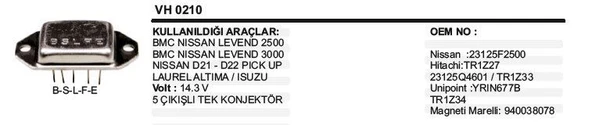 DODO KONJEKTÖR BMC LEVEND-NISSAN TEK 5 UÇLU ürün görseli 1
