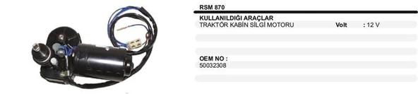 SİLECEK MOTORU 12V  TRAKTÖR KABİN ürün görseli 1