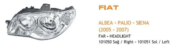 AYFAR FAR SOL MOTORLU FIAT ALBEA 2005-2007 ürün görseli 1