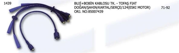ÜNÜVAR BUJİ+BOBİN KAB.TK 85007439 FIAT DKŞ DOĞAN ŞAHİN KARTAL SERÇE 124 EM ürün görseli 1