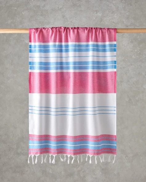 English Home Dolly Rejenere Çizgili Peştamal 90x150 cm Fuşya-Mavi ürün görseli 1