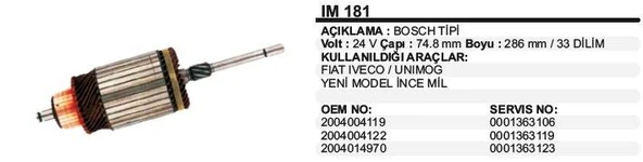 REMARK KOLLEKTÖR 24V Y.M.IVECO FIAT/UNIMOG İNCE MİL BOSCH TİP ürün görseli 1