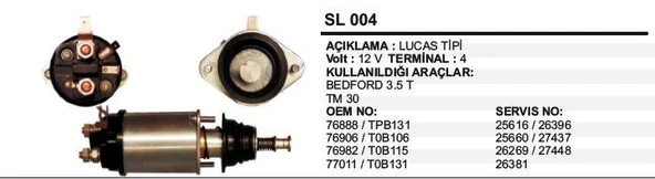 REMARK MARŞ OTOMATİĞİ 12V TM30 BEDFORD 3.5T LUCAS TİP ürün görseli 1
