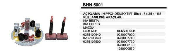 DODO KÖMÜR YUVASI 12V KIA BESTA - CERES - MAZDA NIPPONDENSO TİP ürün görseli 1