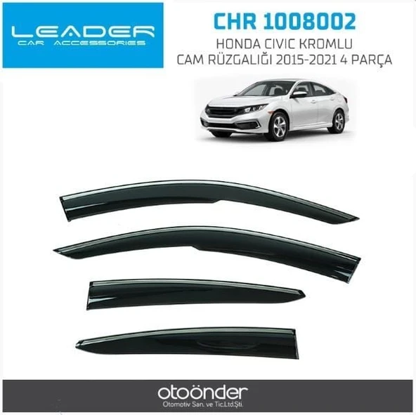 SUNPLEKS KROMLU CAM RÜZGARLIĞI HONDA CIVIC 2015-2021 (4 PARÇA) ürün görseli 1
