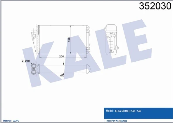 KALE KALORİFER RADYATÖRÜ ALFA ROMEO 145 / 146 AL/PL ürün görseli 1