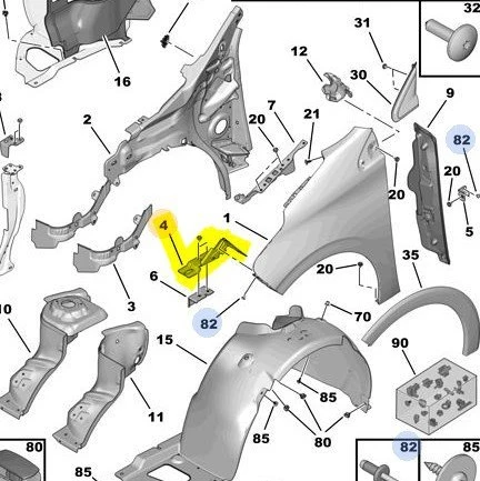 Peugeot 208 Ön Çamurluk Bağlantı Ayağı (2001-2020) 9802294980 2294980 1.6, 1.2, 1.0, 1.6 HDI, 1.4 HDI, 1.5 HDI ürün görseli 1