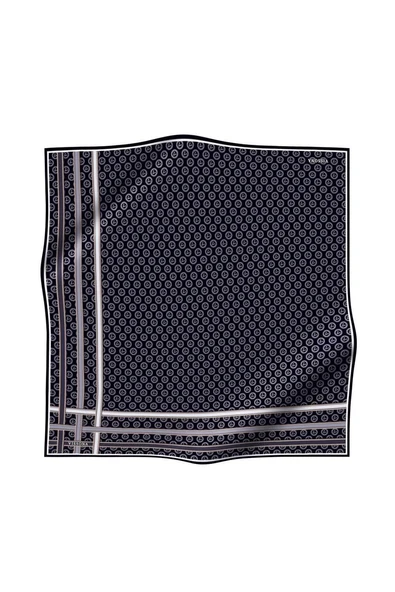 %100 Twill İpek Monogram Desenli Siyah - Gri Renkli 90x90 Eşarp Dikim Şekli : El Dikişi ürün görseli 1