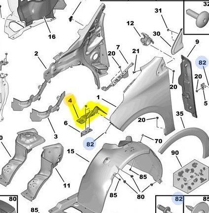 Peugeot 208 Ön Çamurluk Bağlantı Ayağı (2001-2020) 9802301280 2301280 1.6, 1.2, 1.0, 1.6 HDI, 1.4 HDI, 1.5 HDI ürün görseli 1