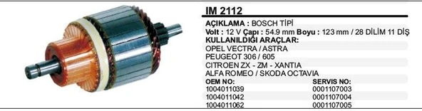 DODO KOLLEKTÖR 12V 11 DİŞ PEUGEOT 306-605-CITROEN-SEAT-SKODA OCTAVIA-OPEL VECTRA-ASTRA BOSCH TİP ürün görseli 1