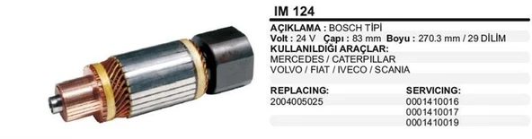 REMARK KOLLEKTÖR 24V MERCEDES/CATERPILLAR/VOLVO/FIAT/IVECO/SCANIA BOSCH TİP AFKB UZUN TİP BOSCH TİP ürün görseli 1