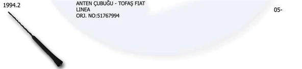 ÜNÜVAR ANTEN ÇUBUĞU FIAT LINEA ürün görseli 1