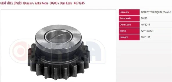 ANKA GERİ VİTES DİŞLİSİ (BURÇLU) FIAT M131 ürün görseli 1