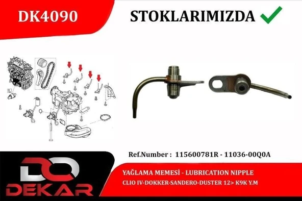 DEKAR YAĞLAMA MEMESİ RENAULT CLIO IV-DOKKER-SANDERO-DUSTER 12> K9K Y.M ürün görseli 1