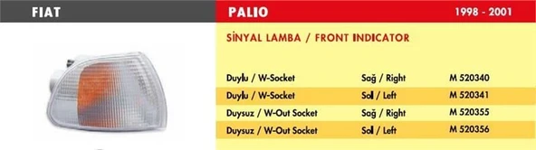 MARS SİNYAL LAMBA FIAT PALIO-SIENA / SAĞ (DUYLU)1998-2001 ürün görseli 1