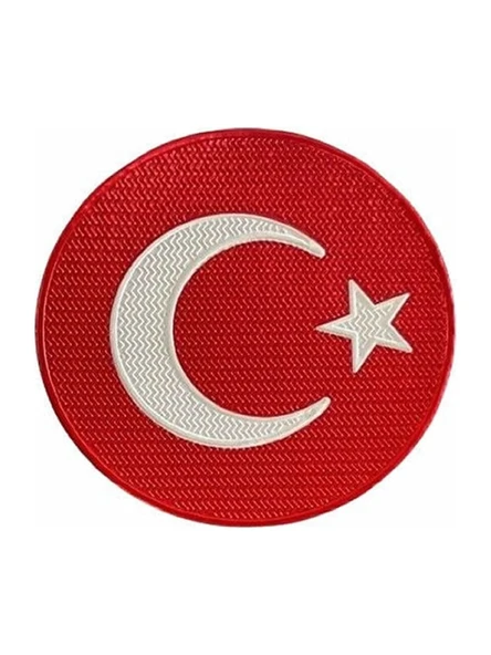 Yuvarlak Türk Bayrağı 3d, 7 cm Yeni Tip, Cırtlı, Standart Ölçü, ürün görseli 1