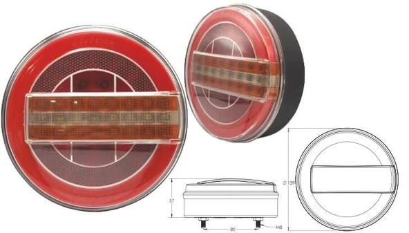 ÇERAY YUVARLAK NEON LED 7 FONKSİYONLU DİNAMİK SİNYALLİ HAMBURGER STOP LAMBASI 12V ürün görseli 1