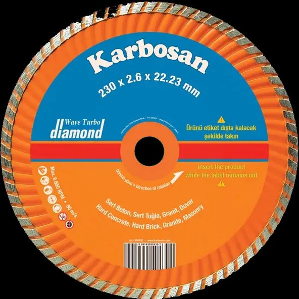 KARBOSAN 180x2.4x22.23 TURBO KANALLI ELMAS KESİCİ FLANŞLI - 950440 ürün görseli 1