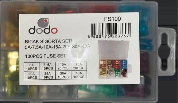 DODO SİGORTA SETİ MİNİ LEVHA 5A-7.5A-10A-15A-20A-25A-30A ürün görseli 1