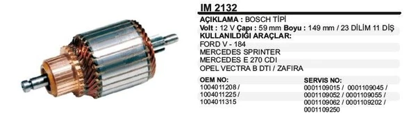 DODO KOLLEKTÖR 12V 11 DİŞ P. J10 MERCEDES SPRINTER - E270 / OPEL VECTRA B- DTI ZAFIRA FORD V184 BOSCH TİP ürün görseli 1