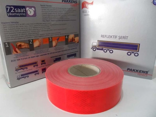 PAKKENS 3M REFLEKTİF (FOSFOR) ŞERİT KIRMIZI (55MMX50M) PAK.5710923702 ürün görseli 1
