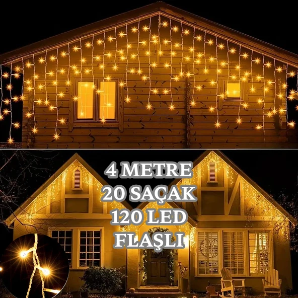 Saçak LED Işık  Gün Işığı  Fişli & Eklemeli Flaşlı Beyaz LED Detaylı ürün görseli 1