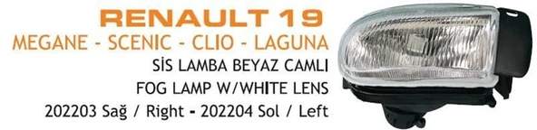 AYFAR SİS LAMBASI ELİPS RENAULT R19 EM BEYAZ SAĞ ürün görseli 1