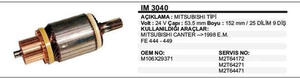 DODO KOLLEKTÖR 24V 9 DİŞ MITSUBISHI EM CANTER/FE 444-449 MITSUBISHI TİP ürün görseli 1