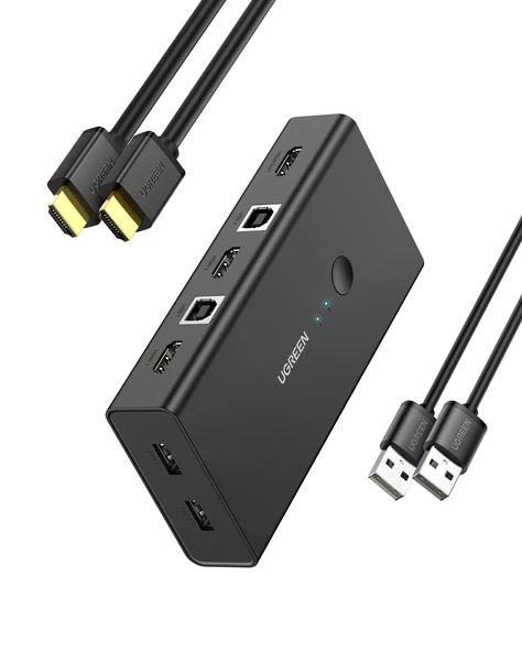 UGREEN 4K HDMI KVM Switch 2-in-1, 2xHDMI In, 1xHDMI Out, 2xUSB-A 2.0, 2xUSB-A 1.1, 50744 ürün görseli 1