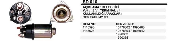 REMARK MARŞ OTOMATİĞİ 12V BMC DEV BMC FATIH 42MT DELCO TİP ürün görseli 1