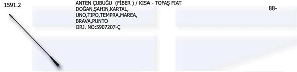 ÜNÜVAR ANTEN ÇUBUĞU (FİBER) - KISA DOĞAN ŞAHIN KARTAL FIAT DKŞ UNO TIPO TEMPRA MAREA BRAVA PU . . ürün görseli 1